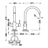 Wymiary baterii Tres Top-Tres 23045302NM